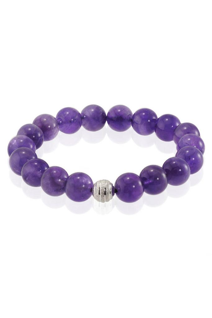 Браслет Forever Amethyst из натурального аметиста с серебристой бусиной