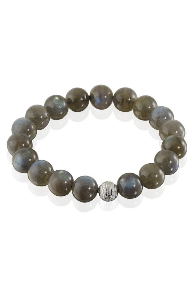 Браслет Forever Labrador из натурального лабрадора с серебристой бусиной