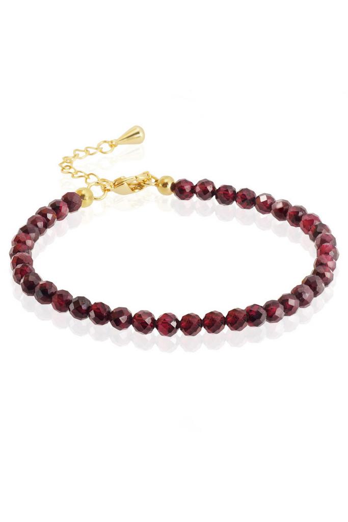 Браслет Miniature Garnet из миниатюрного граната ювелирной огранки  (позолота)