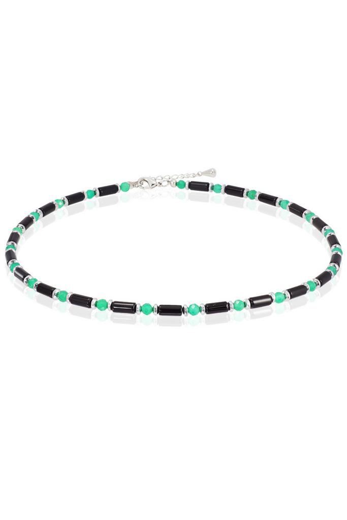 Чокер Miniature Black&Emerald из миниатюрного черного и изумрудного агата и гематита