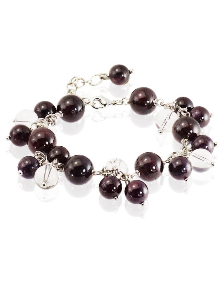 Браслет-гроздь Mademoiselle Vin из натурального граната и горного хрусталя