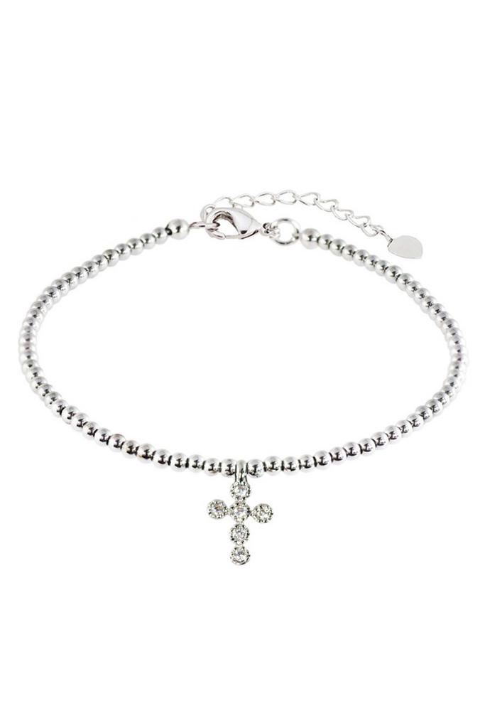 Браслет Talisman Cross из миниатюрного природного гематита с подвеской "Крест"