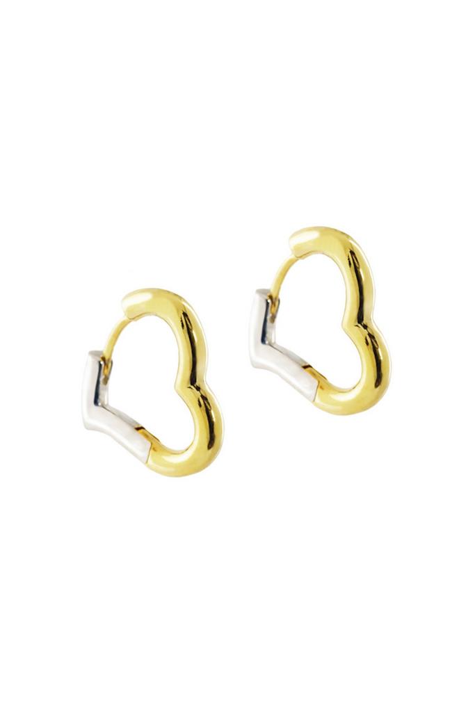 Серьги-кольца Hoops Heart биколор