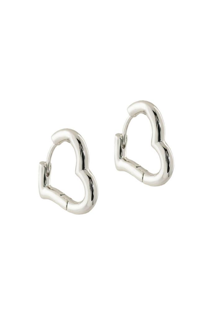 Серьги-кольца Hoops Heart серебристые