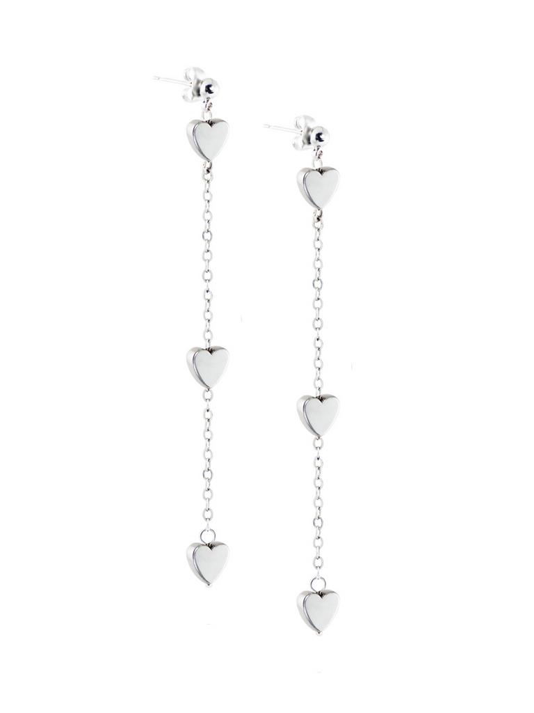 Серьги Love Story с подвесками-сердцами из гематита