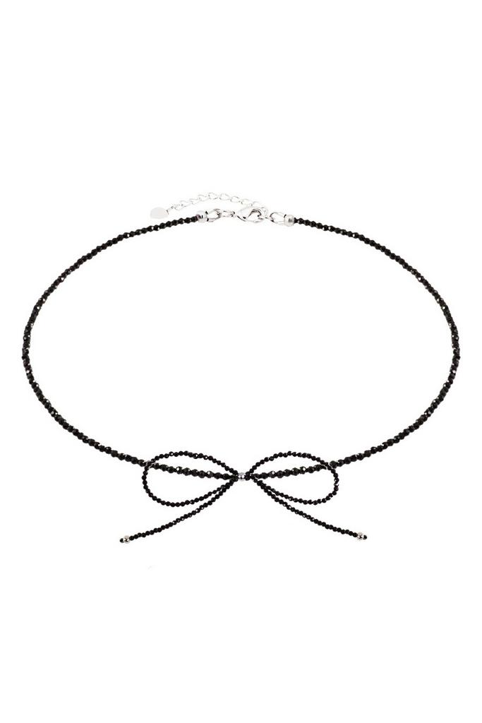Чокер Miniature Bow Black с бантом из черной шпинели ювелирной огранки