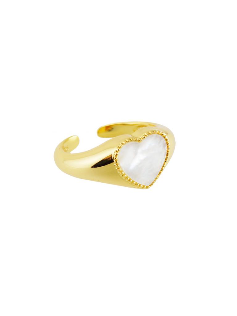 Кольцо-печатка Love Story Pearl in Gold с натуральным перламутром