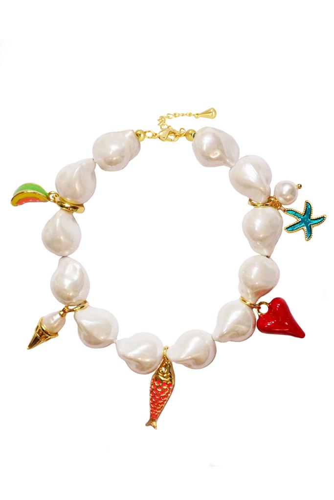 Браслет Maldives из барочного жемчуга-майорки с подвесками