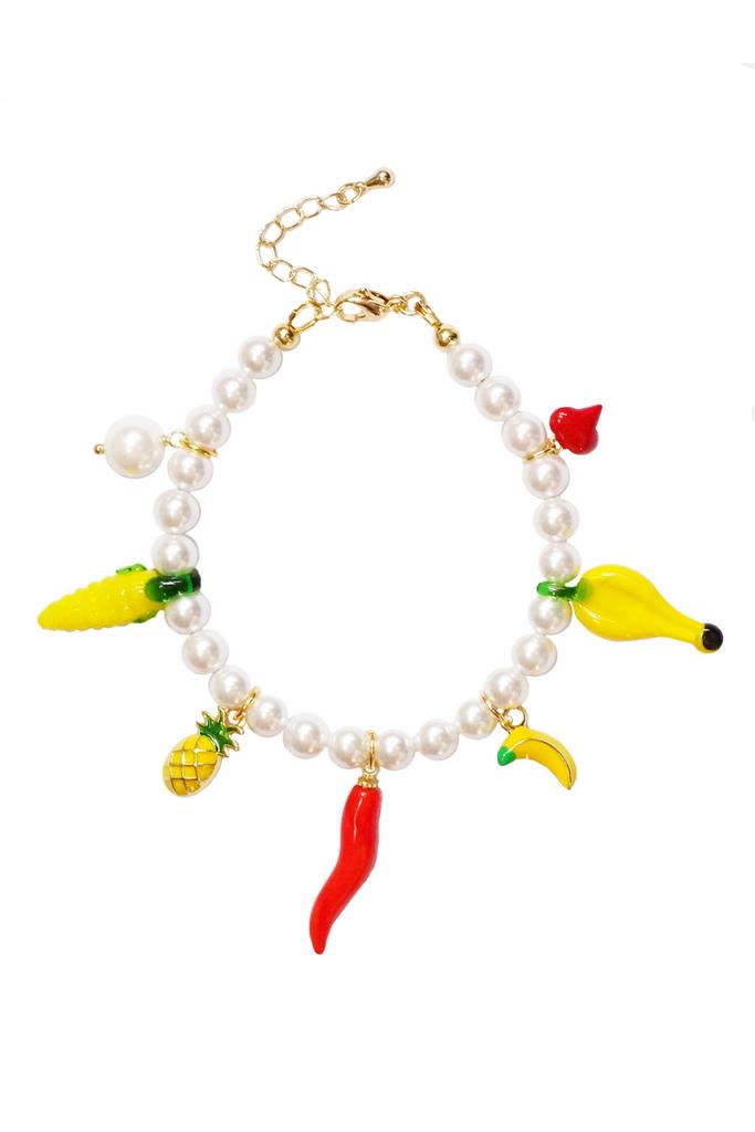 Браслет Maldives из жемчуга-майорки с подвесками-фруктами