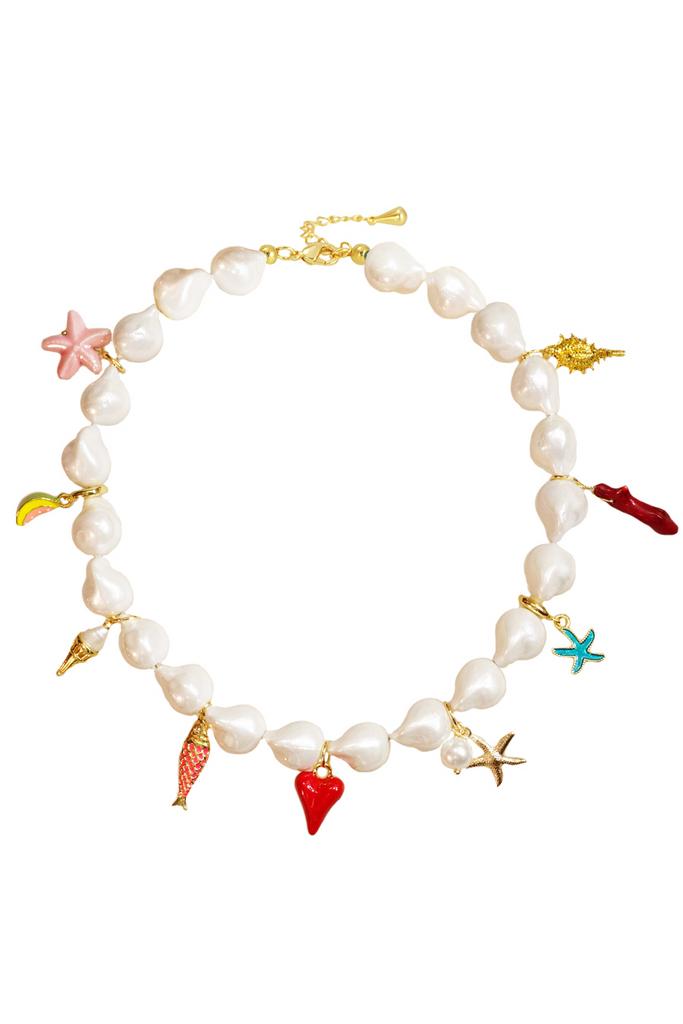 Колье Maldives из барочного жемчуга-майорки с подвесками