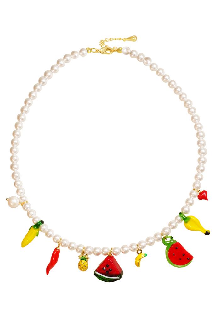 Колье Maldives из жемчуга-майорки с подвесками-фруктами