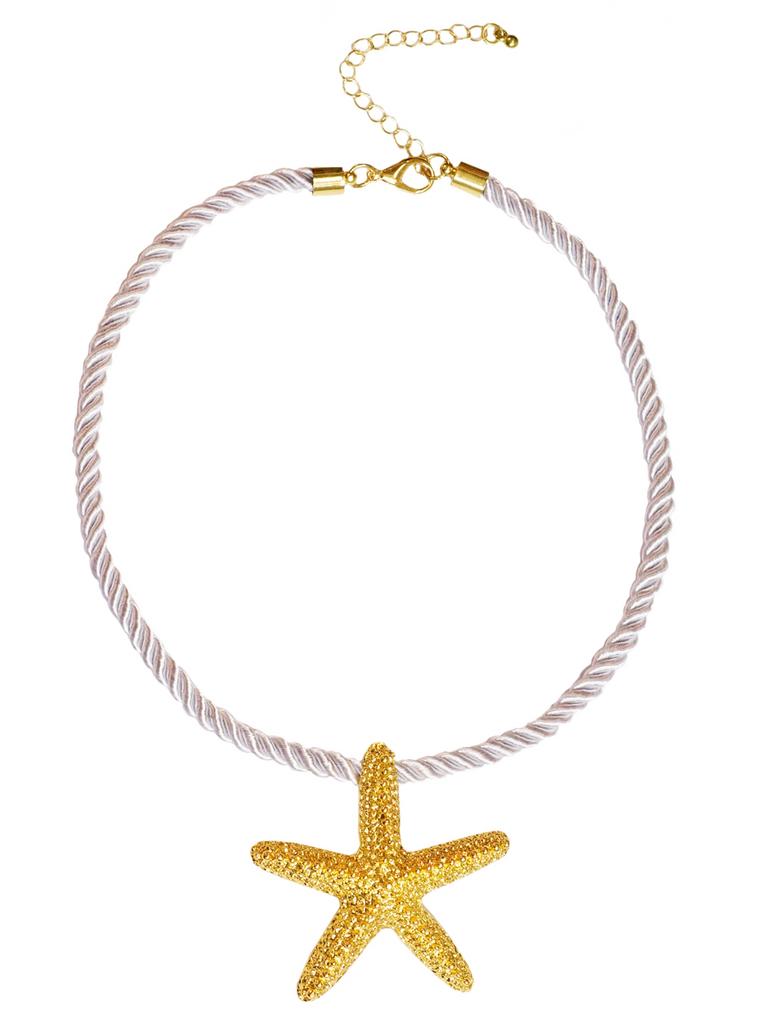 Колье Maldives Starfish Gold с подвеской Морская звезда на шелковом шнурке