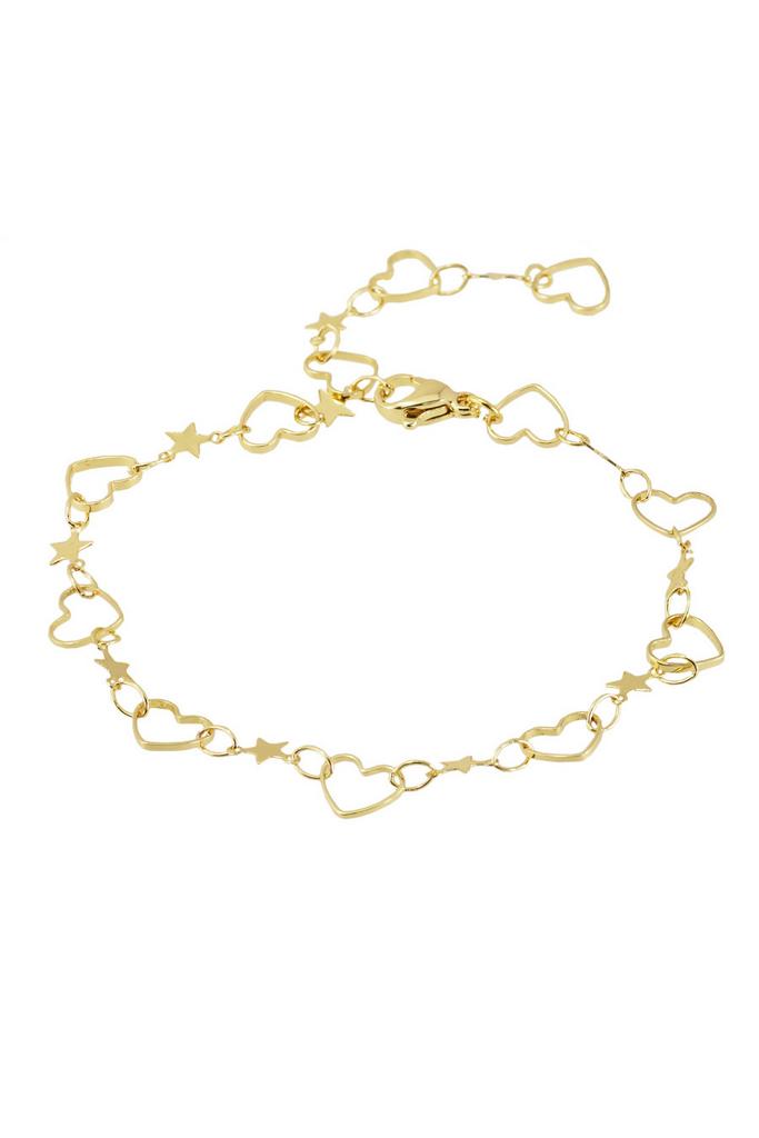 Браслет-цепочка Essentials Gold Hearts с вставками-сердцами