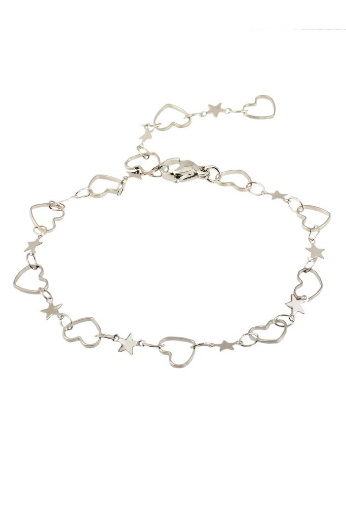 Браслет-цепочка Essentials Silver Hearts с вставками-сердцами