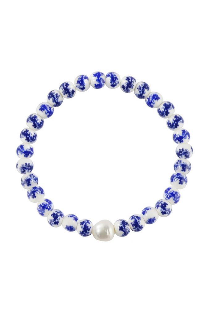 Браслет Marussia Mini из керамических бусин с росписью и натурального жемчуга