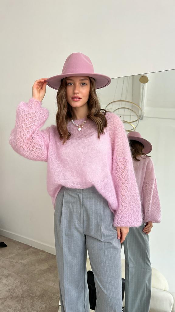 Свитер "Ажур" розовый