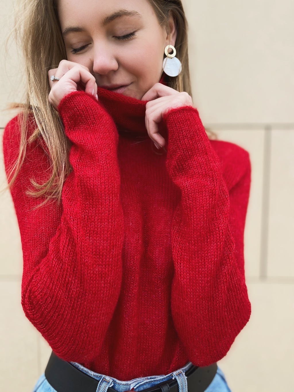 Водолазка мохеровая с горлом красный