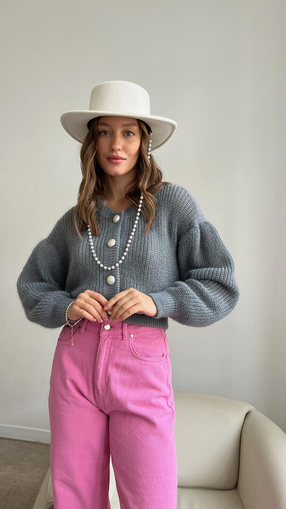 Кардиган "Жемчужный" серый