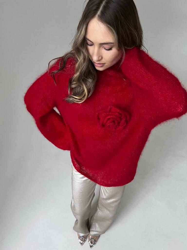 Свитер "Роза" красный