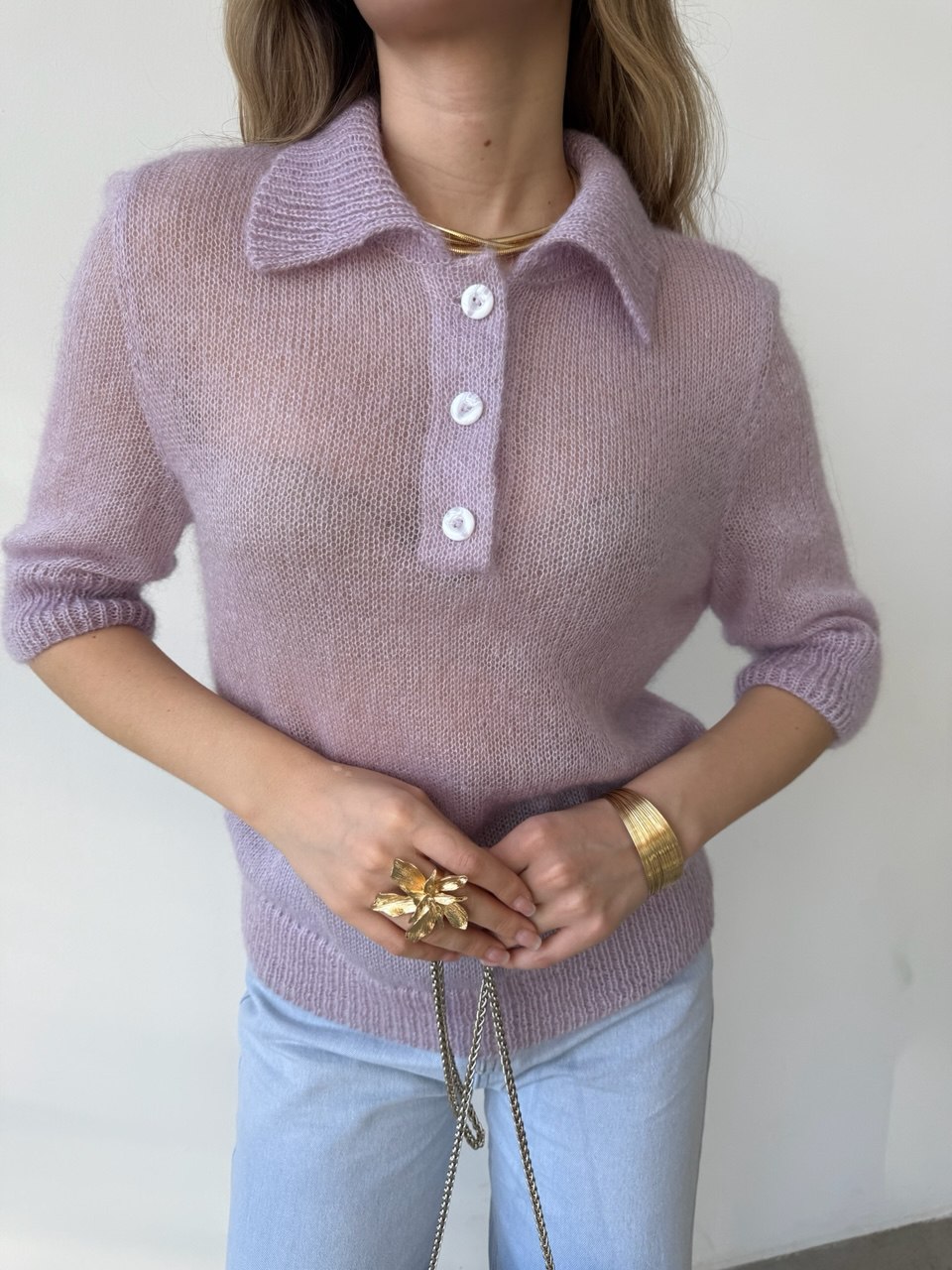 Футболка поло лавандовая