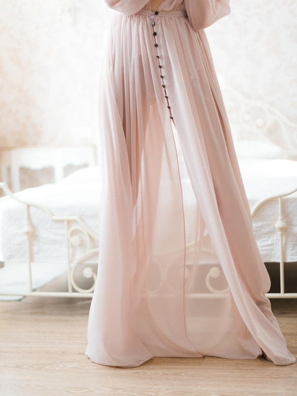 Пудровый будуарный халат