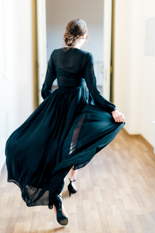 Черный будуарный халат