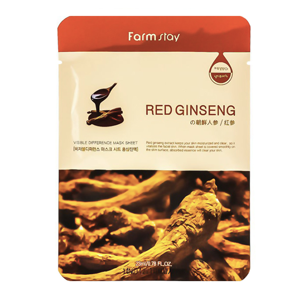 FarmStay Visible Difference Mask Sheet Red Ginseng – маска тканевая с экстрактом женьшеня