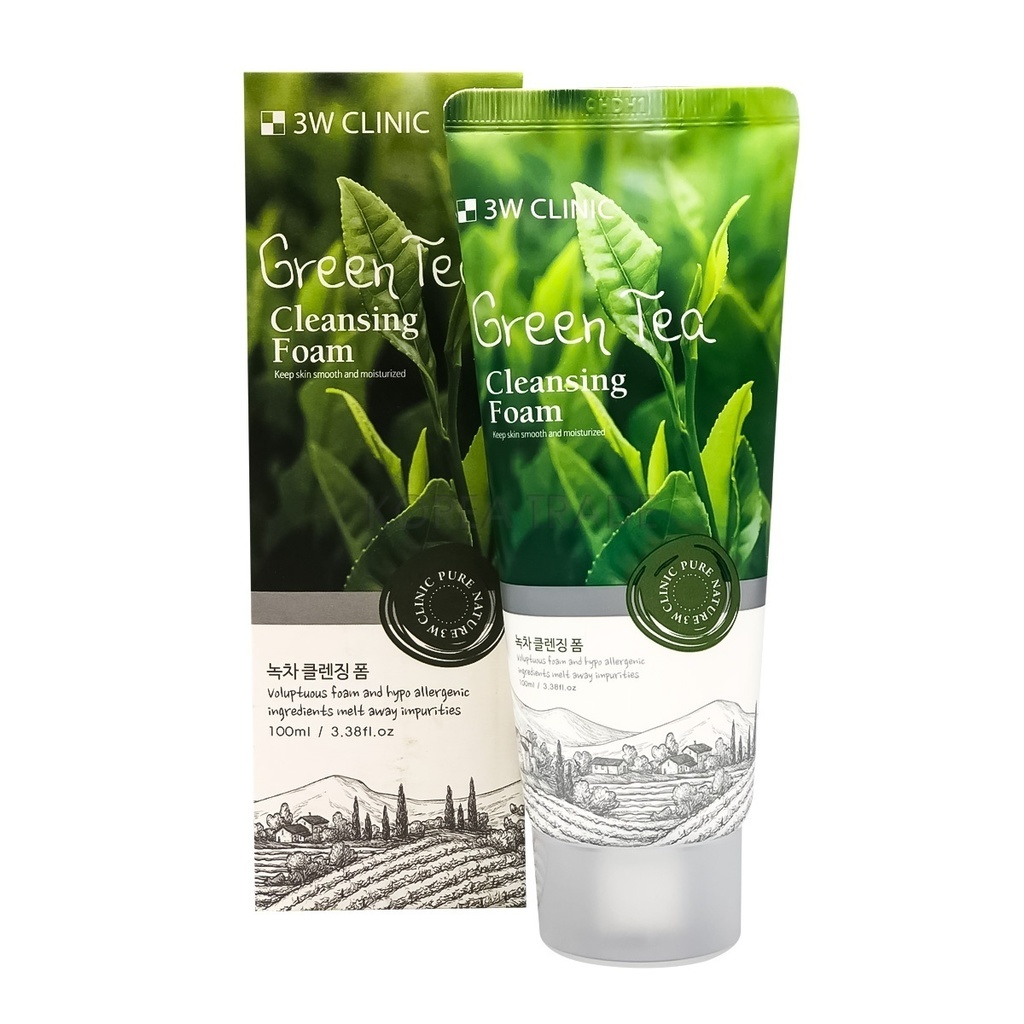 3W Clinic - Пенка для умывания "Зеленый чай" 100 мл