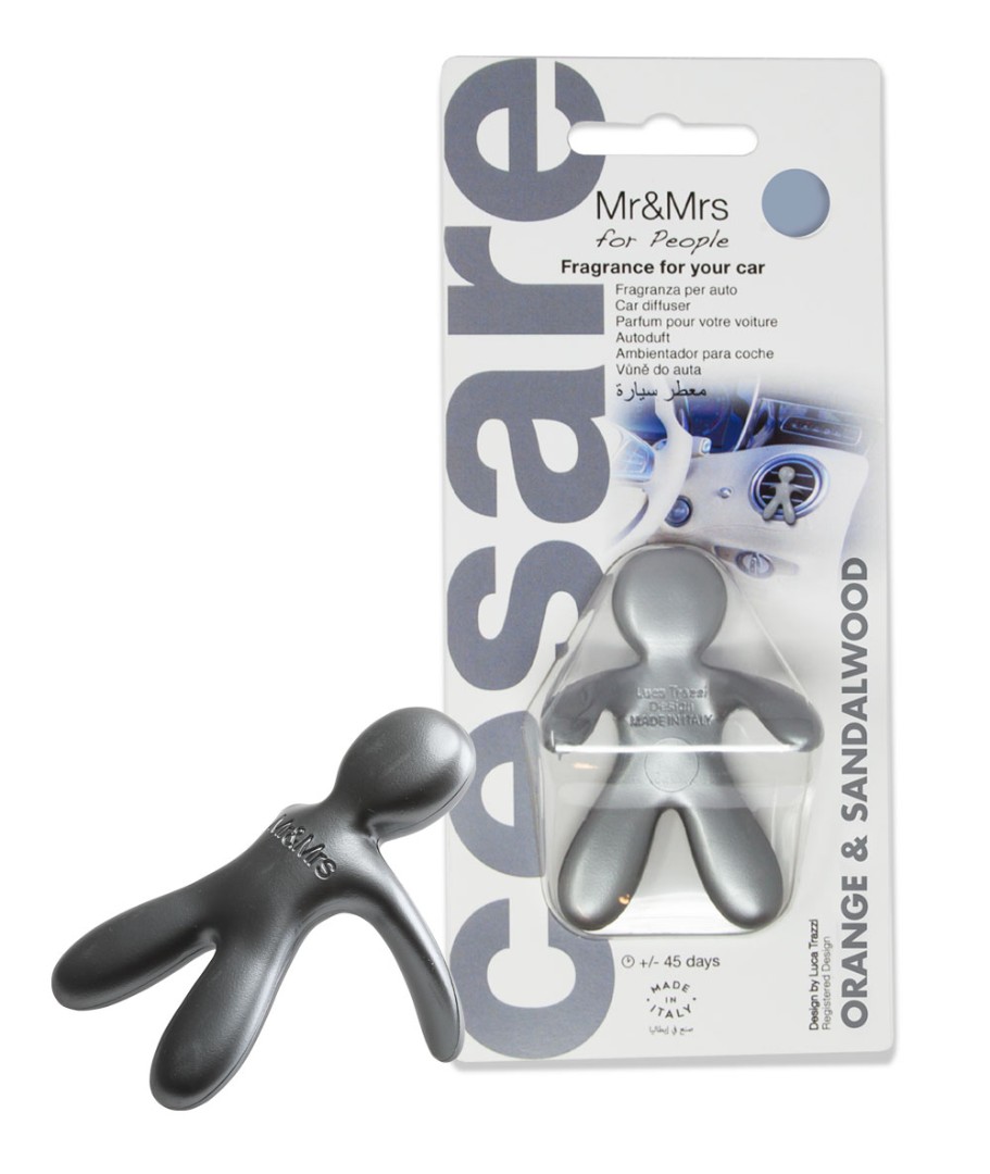 Дизайнерский ароматизатор для автомобиля CESARE ORANGE FLOWERS & SANDALWOOD | САНДАЛ стальной металлик