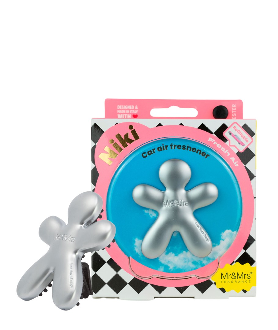 Дизайнерский ароматизатор для автомобиля NIKI FRESH AIR | СВЕЖИЙ ВОЗДУХ серебристый матовый металлик