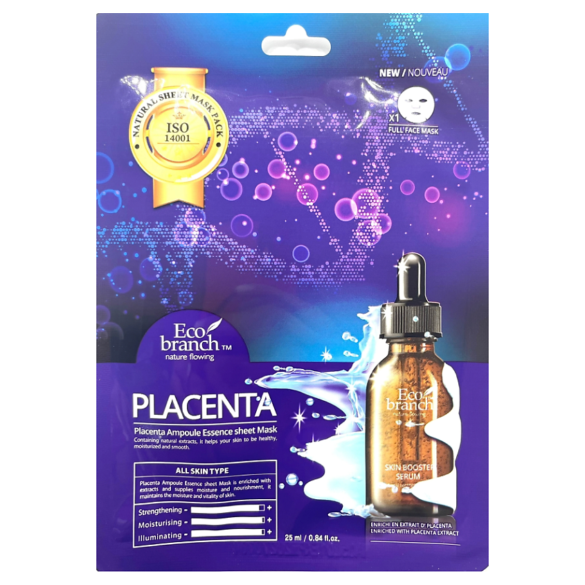 ECOBRANCH Ампульная тканевая маска с плацентой, 25 мл