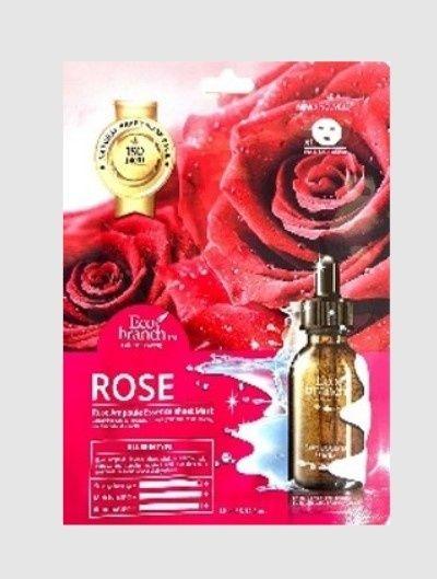 ECO BRANCH Маска для лица тканевая РОЗА ампульная Rose Ampoule Essence Sheet Mask, 25 мл