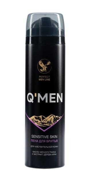 Q'MEN - Пена для бритья Sensitive для чувствствительной кожи с экстрактом дерева Арак и маслом Черного тмина