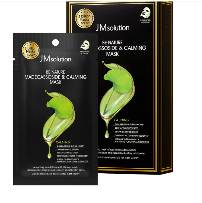 JM SOLUTION BE NATURE MADECASSOSIDE & CALMING MASK Успокаивающая тканевая маска с мадекассосидом 24мл