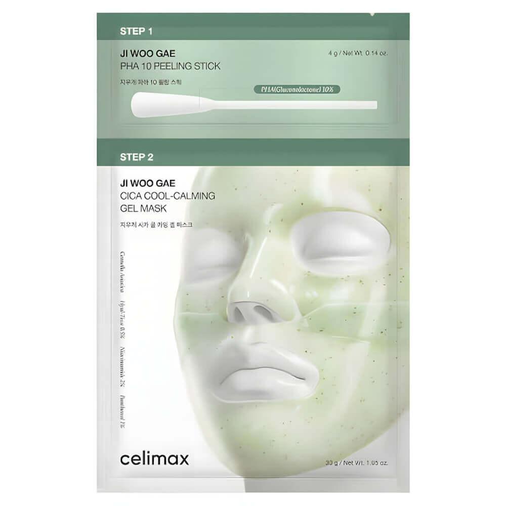 Двухступенчатый набор против воспалений Celimax Ji Woo Gae Cica PHA Peel 2-step Gel Mask