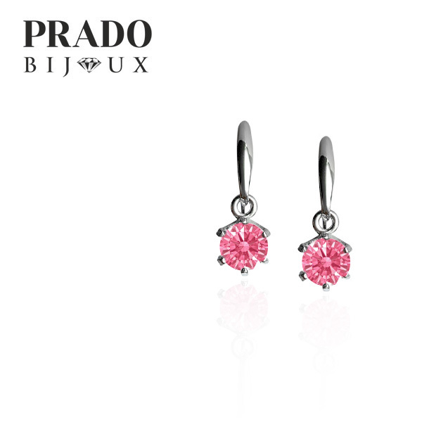 Серьги "Solitaire"  Swarovski zirconia fancy pink