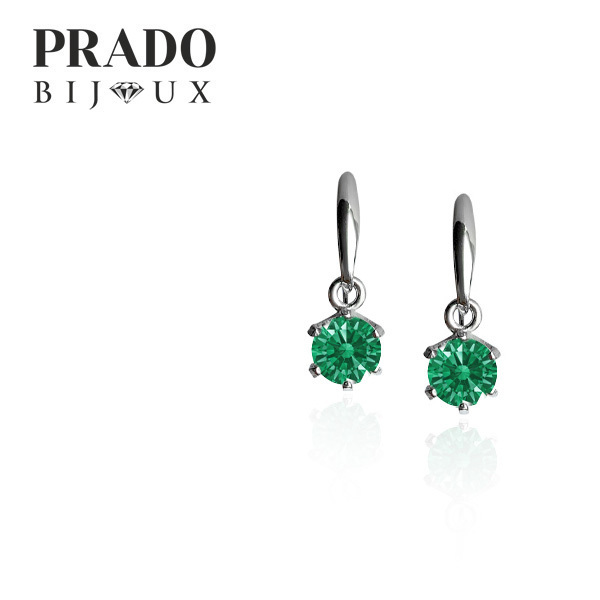 Серьги "Solitaire"  Swarovski zirconia green