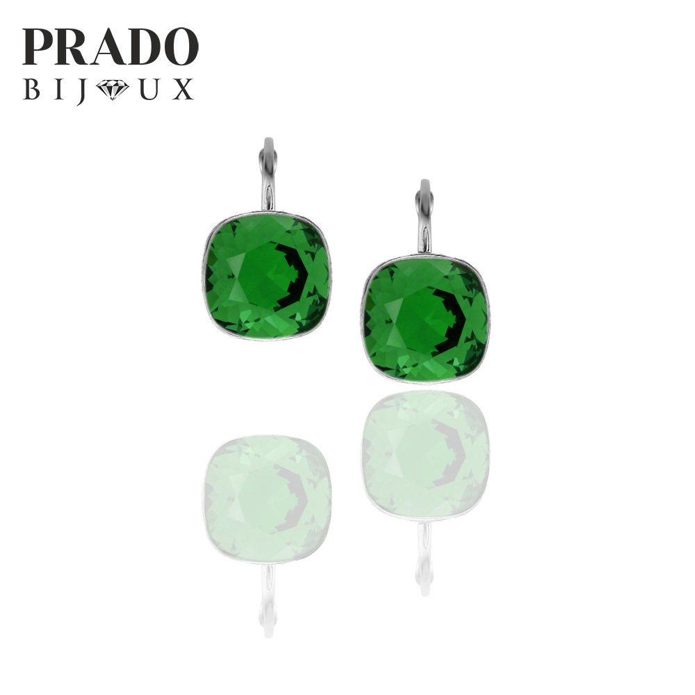 Серьги "Square  mini" dark green