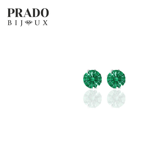 Пусеты "Solitaire" Swarovski zirconia green