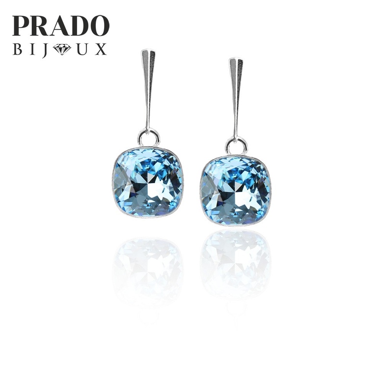 Серьги "Square  style" aquamarine
