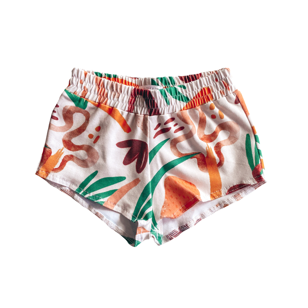 Abstraction Print Cotton Shorts