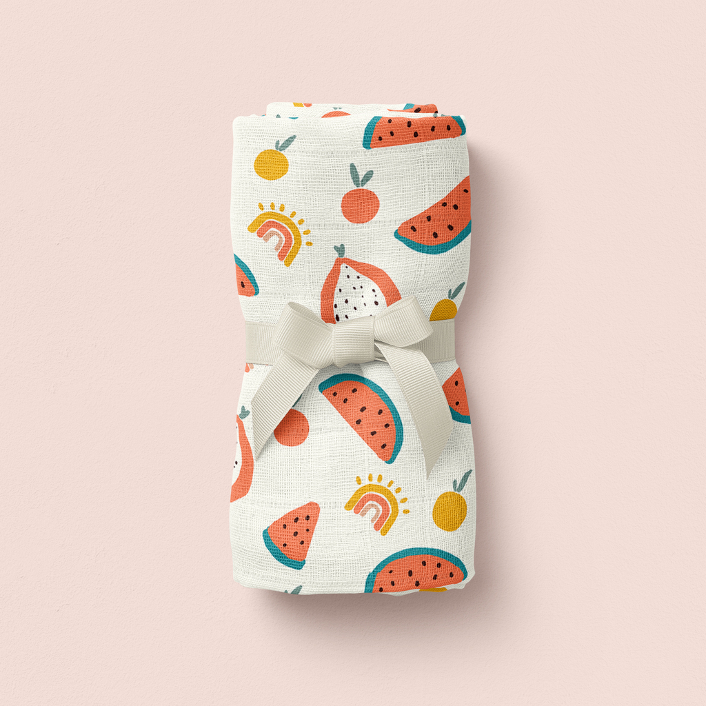 Fruits Print Muslin Blanket