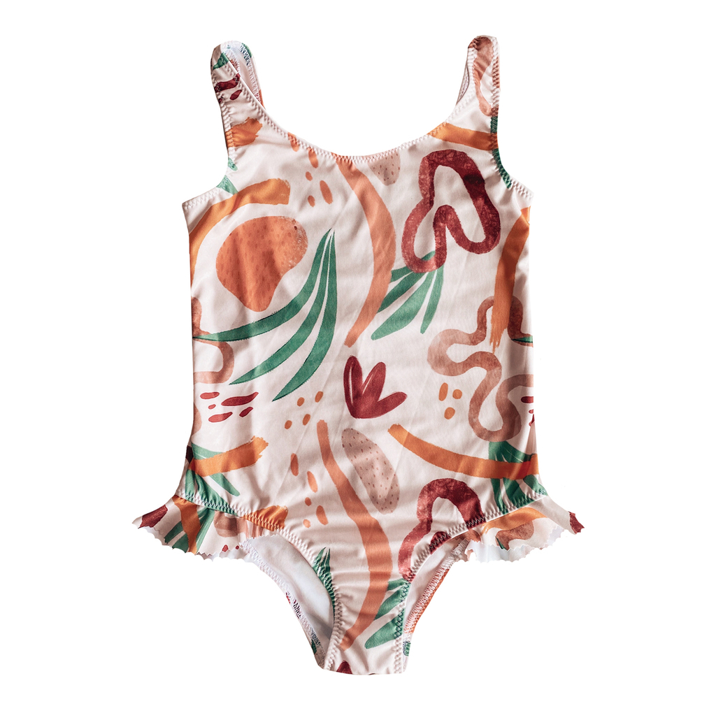 Abstract Frills Swimsuit