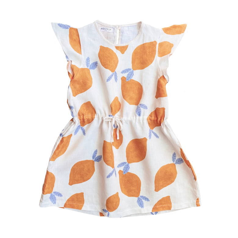 Lemons Print  Linen Dress