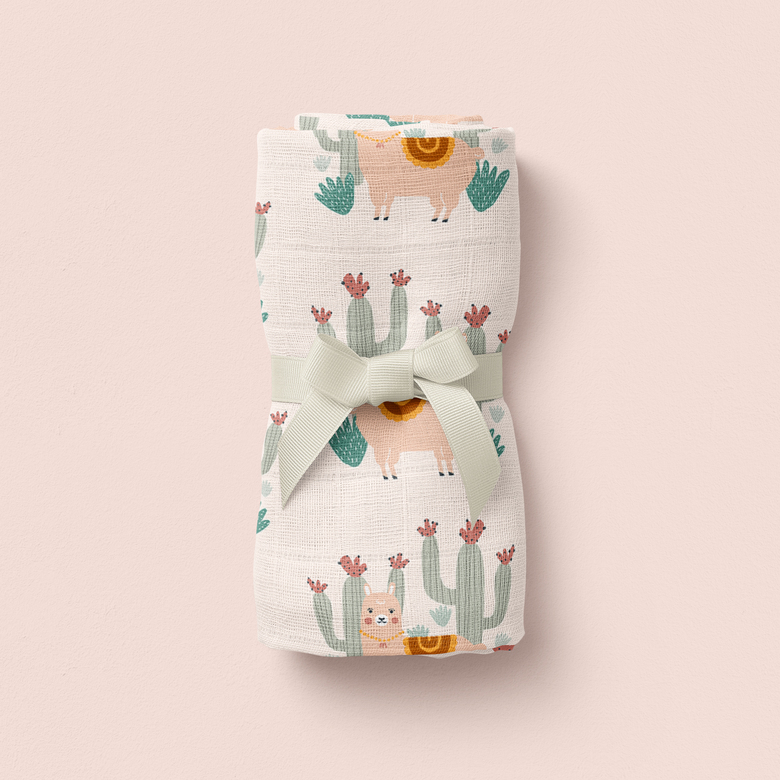 Lama Print Muslin Blanket