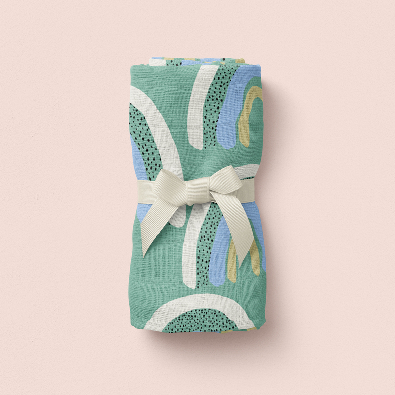 Rainbow Print Muslin Blanket