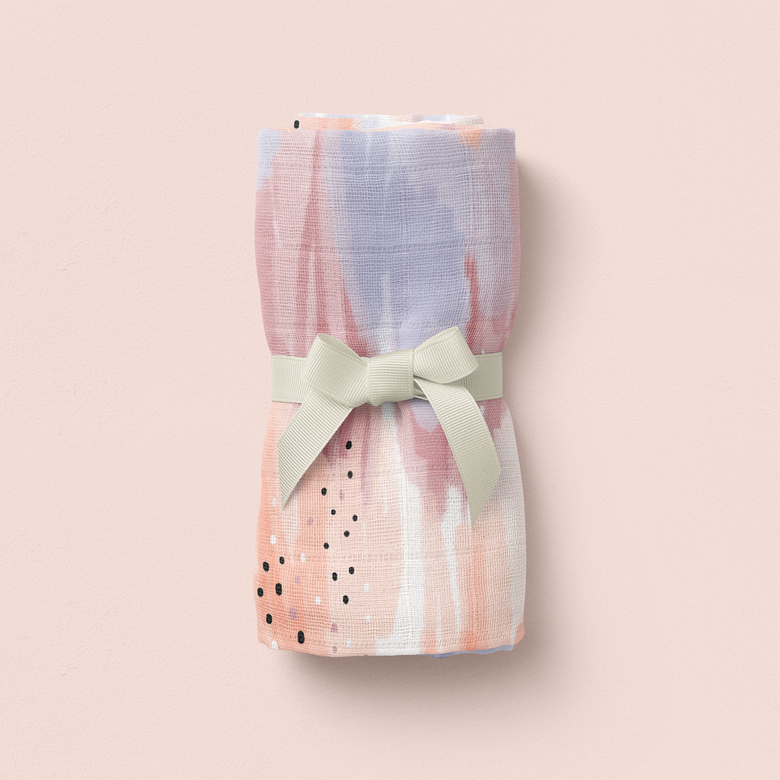Watercolors Print Muslin Blanket