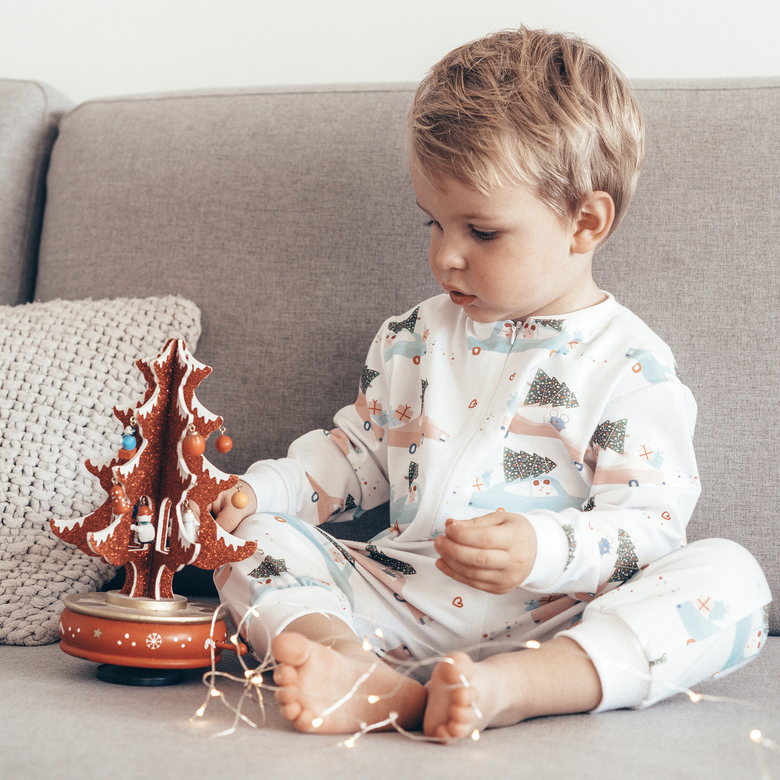 Cars and Christmas trees pajamas with a zip