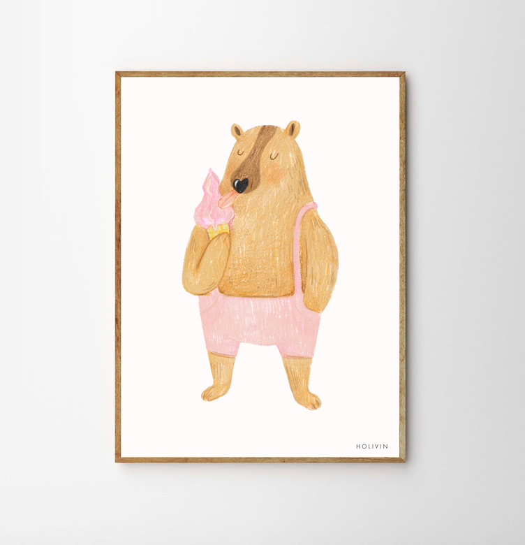 Bear with Ice Cream Children’s Poster