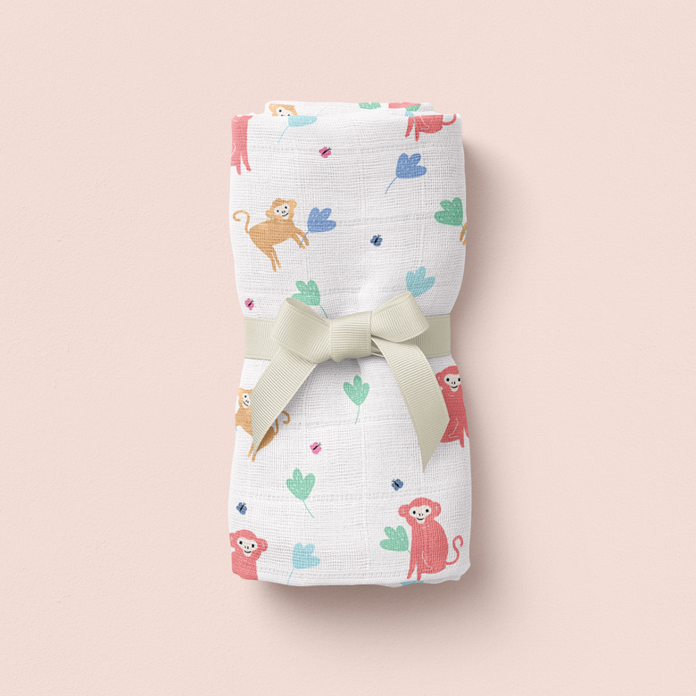 Monkeys Print Muslin Blanket
